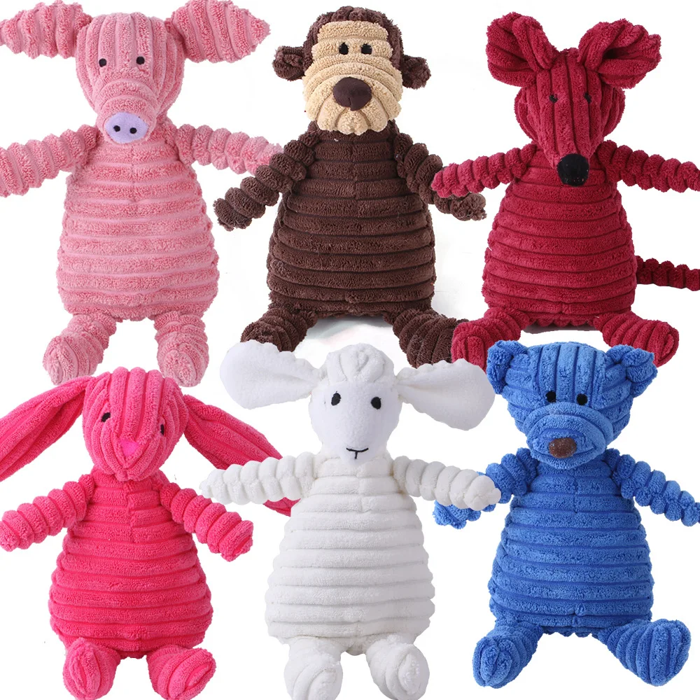 

Corduroy Dog Toys Animal Shape Plush Pet Squeaky Chew Bite Resistant Toy Pets Supplies