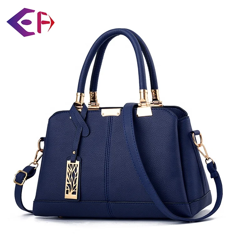 

Drop Shipping Luxury Large Capacity Metal Pendant Decoration Lychee Pattern PU Leather Handbags For Women