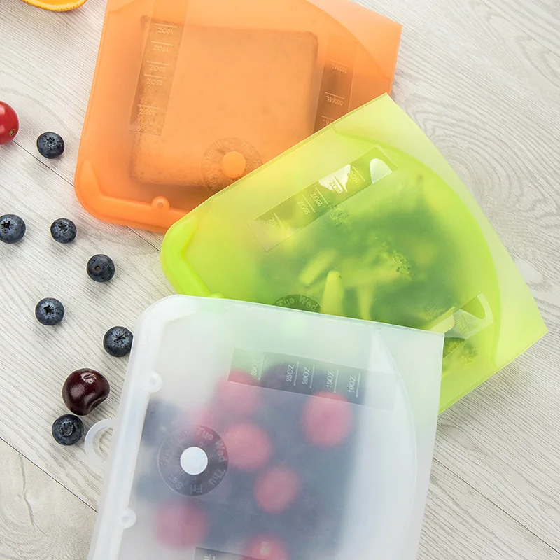 New products Food grade silicone food storage containers reusable stand up fresh food storage bag