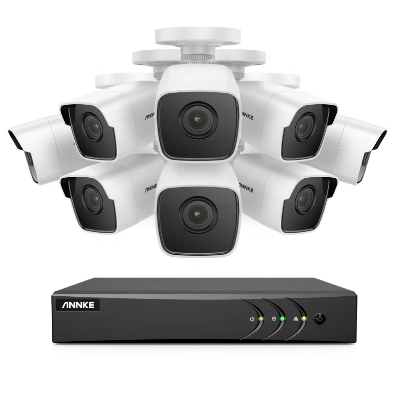 

ANNKE 16CH H.265+ 5 in 1 DVR Security Camera System 8pcs 5MP Outdoor IP67 Weatherproof Security Cameras