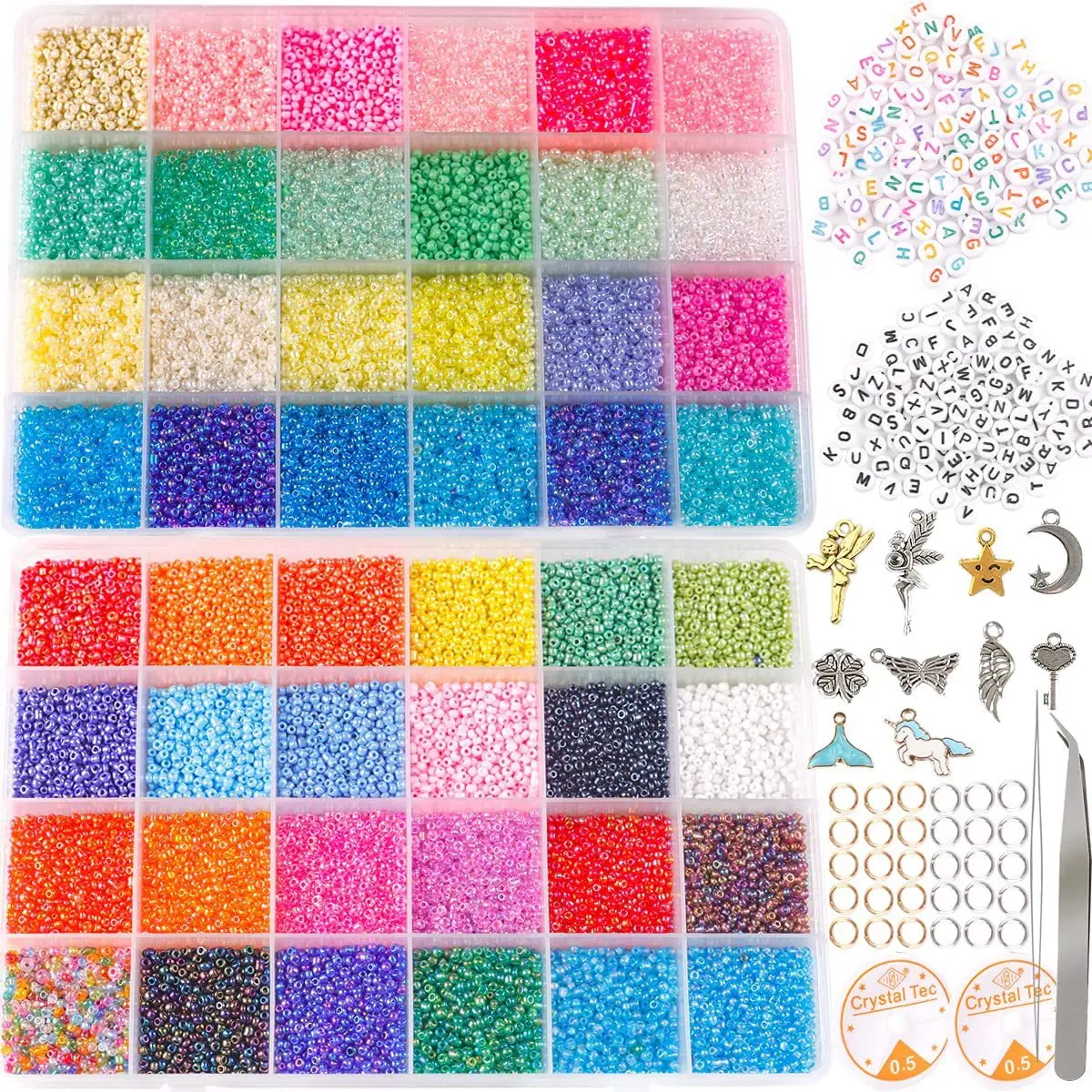 

Shangjie OEM Wholesale Fashion DIY Jewelry Accessories for Kids Women Men Colorful Alphabet Bead 2mm Glass Seed Beads Kit