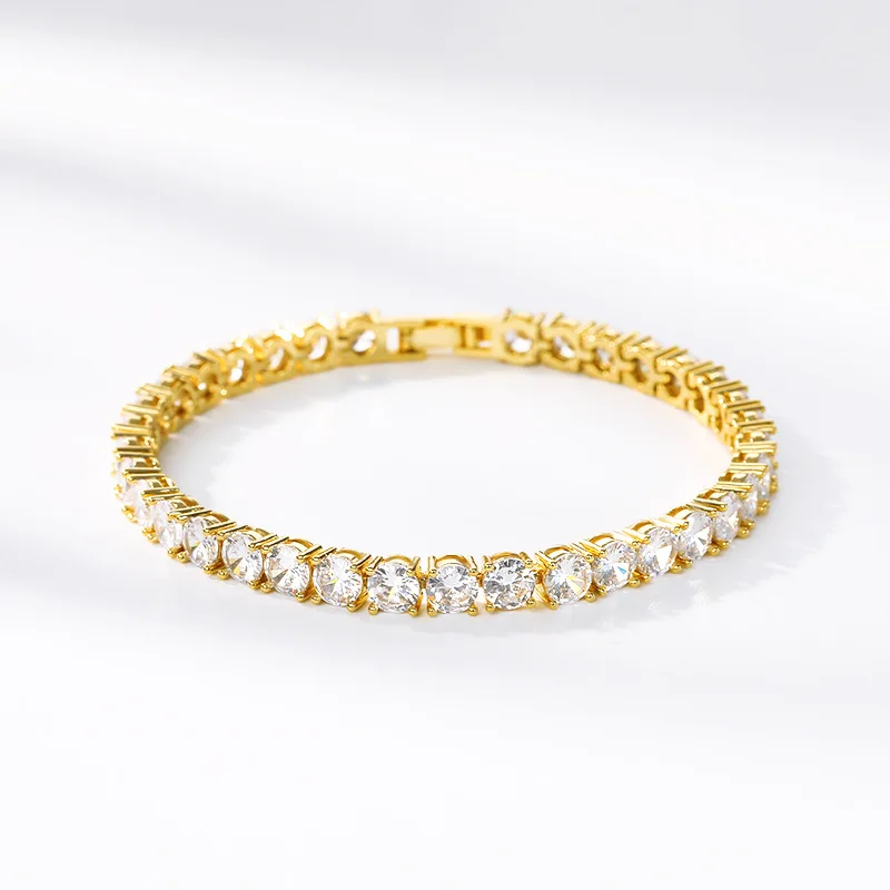 

Tennis Bracelet for Men Copper Chian Gold Plated Jewelry Diamond Bracelet Zircon Bangles for Women Saudi Gold Jewelry Bracelet, Gold / silver