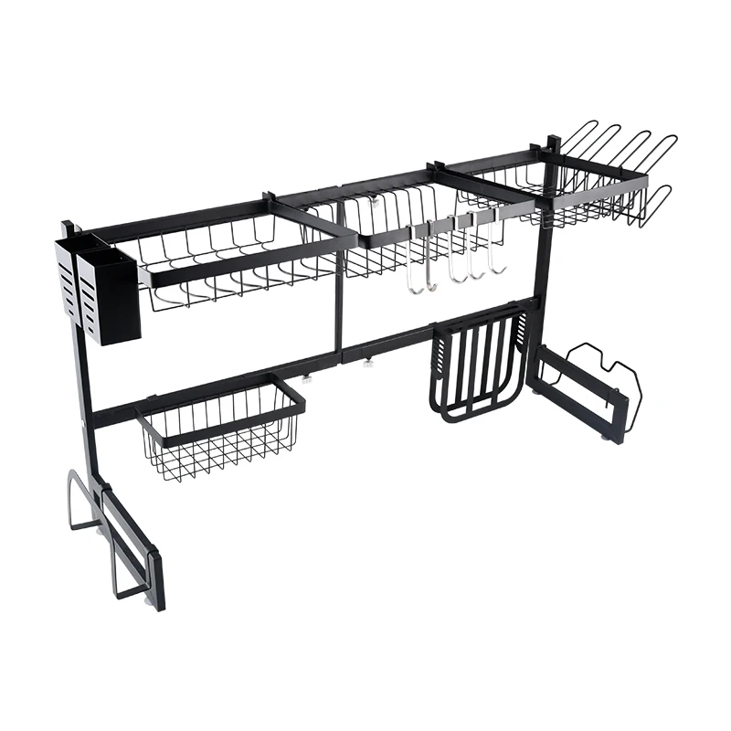 

Wholesale price black/ silver adjustable dish rack kitchen storage rack