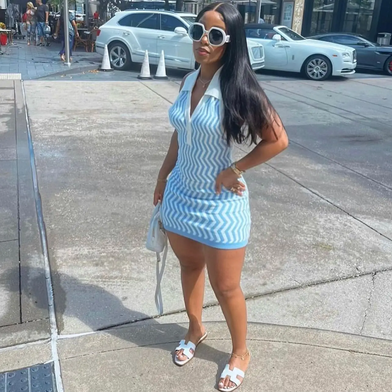 

Newest 2022 Woman Dresses Summer Sexy 2 Color Women Halter Knitted Dress Trend Sexy Print Women Backless Bodycon Mini Dress