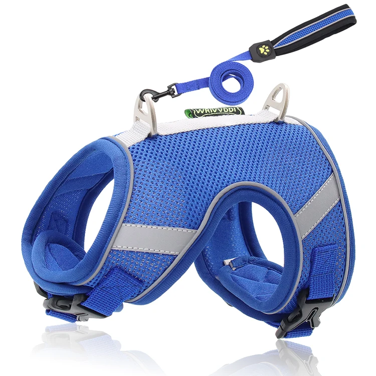 

Custom No Pull Mesh Breathable Adjustable Reflective Dog Harness Leash Set Cat Harness Set