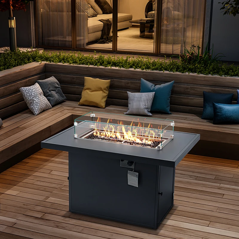 

Natural Propane Gas Fire Pit Table for Outdoor Garden, Dark gray