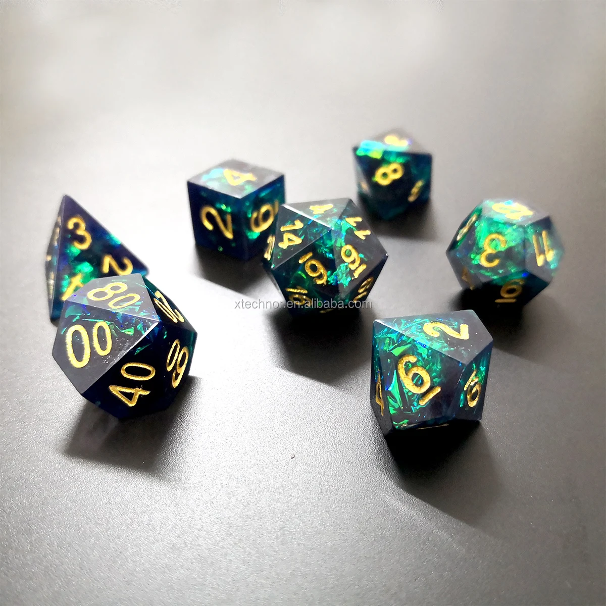 Dnd Dice With Sparkling Black Colored Gold Number Polyhedral Gemstone ...