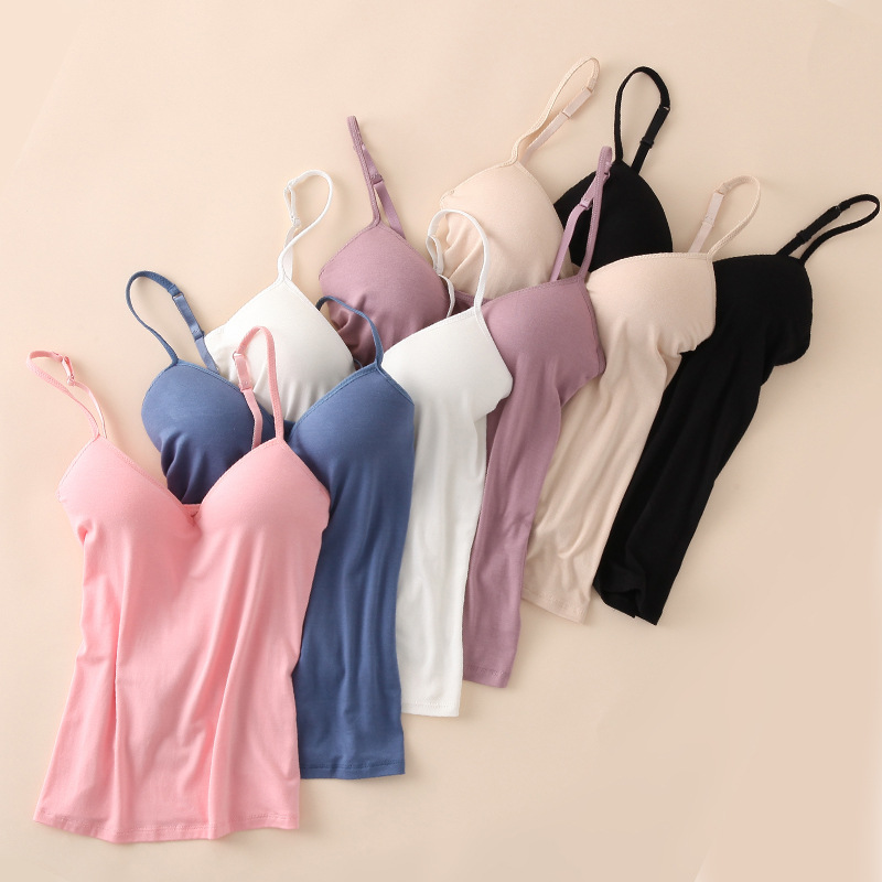 

Women Seamless Solid Plain Tank Top Sweet Candy Color Casual Gril Underwear white camisole with padded, Mix color