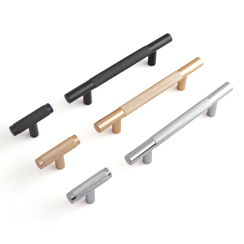 Oukali  Door Handles Brass Aluminum Cabinet Furniture Pull Handles Knobs Hardware 128mm Matt Black Drawer Handles