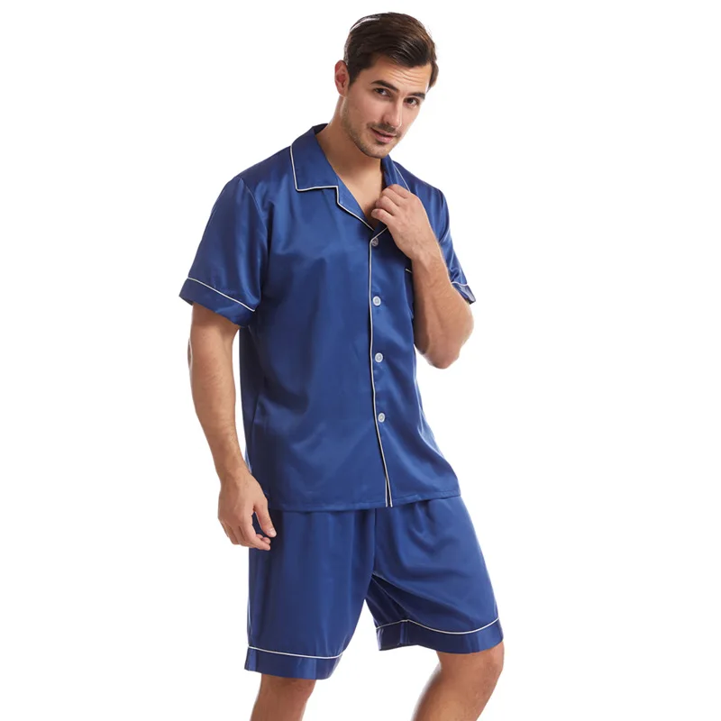 

man night wear silk pants shorts pajamas costom pyjamas adult summer fall home sleepwear, Various pure color designs