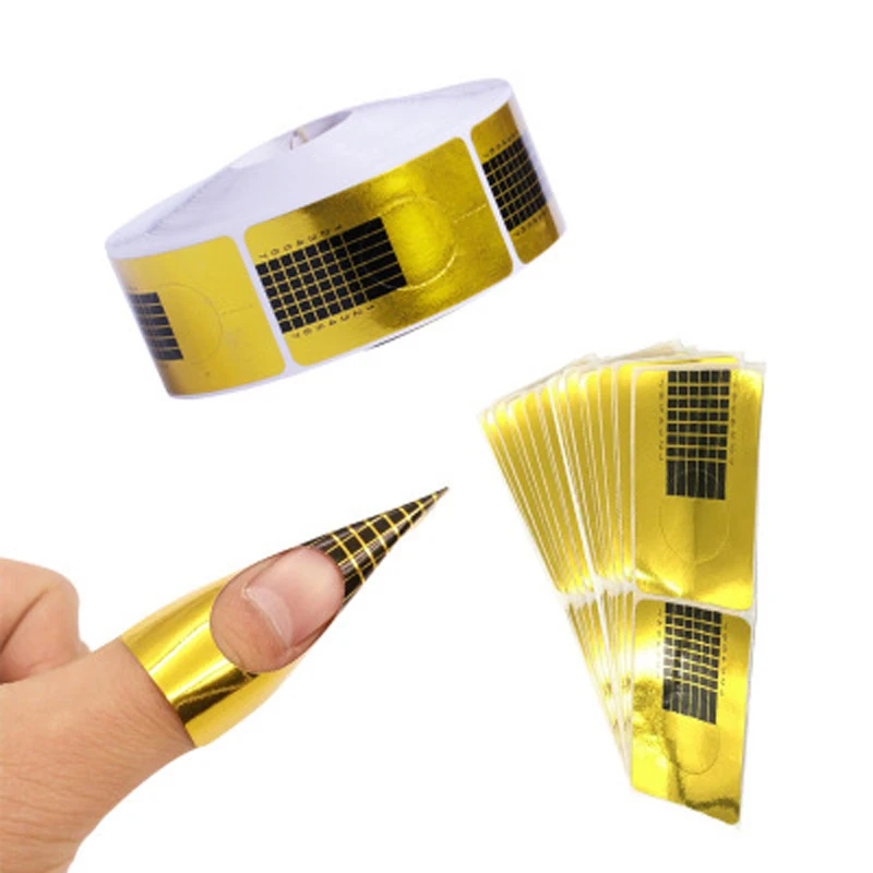 

500Pcs French Nail Form Tips For Soak Off UV Gel Quick Extension 100% brand new and high quality 500pcs Nail Forms per roll, Gold