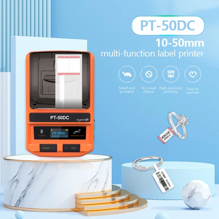 

PT-50DC Jewellery Label Printer 2 inch Wireless Thermal Bar Code Label / Cable Label Printer