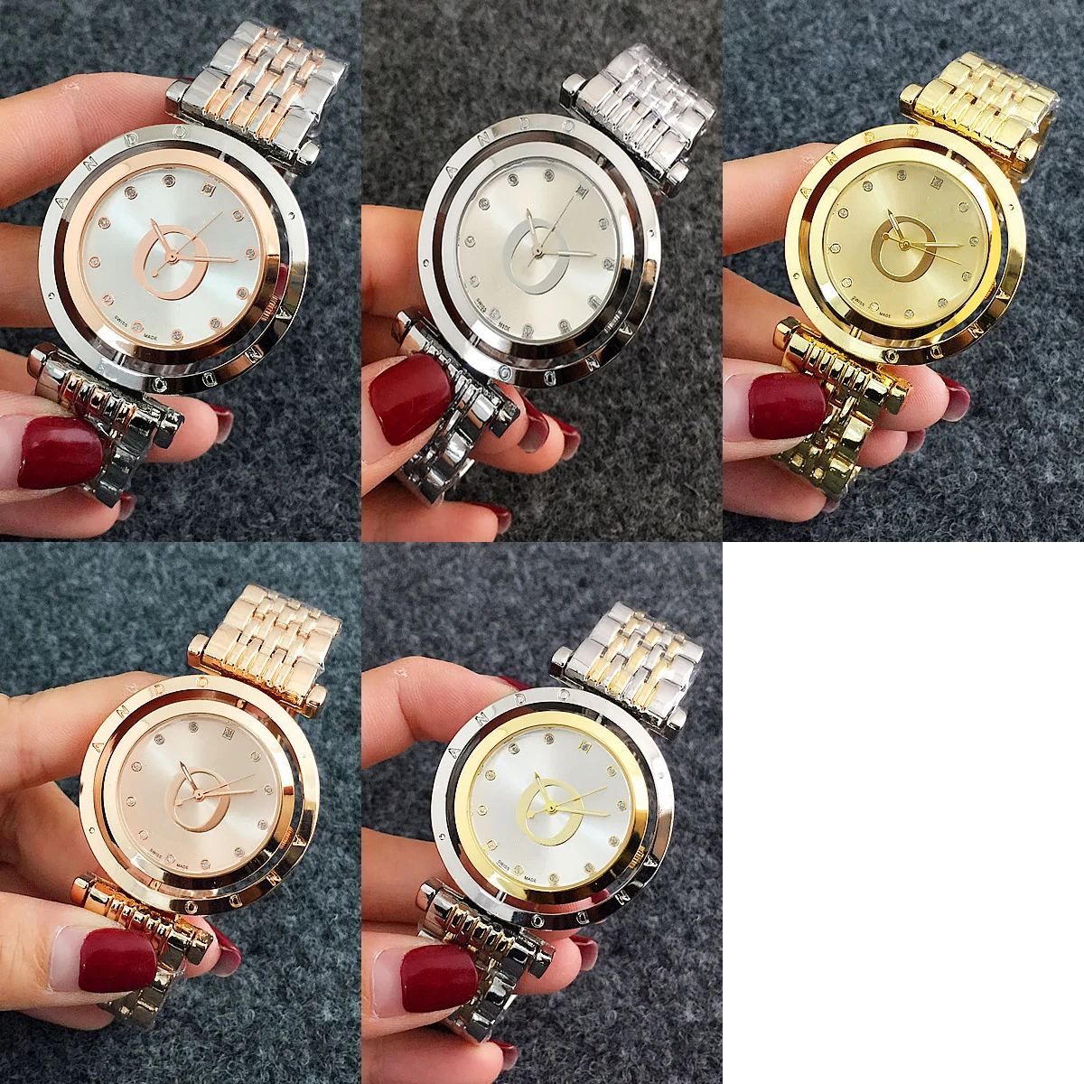 

Hot sell Simple mechanical rotating Stainless Steel Men Women Full drill Quartz Watches Fashion Luxury Jewelry Gift Charm