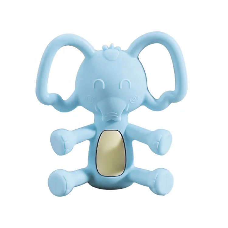 

Amazon Top Seller Low Moq Soothing BPA Free Elephant Newborn Silicone Teether Baby Toy