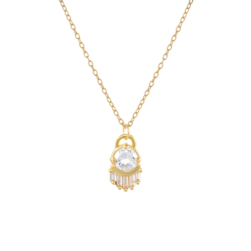 Fashion Pendant Necklaces 925 Sterling Silver Diamond Necklace Hand Shape Zircon Gold Plated Necklaces for Women