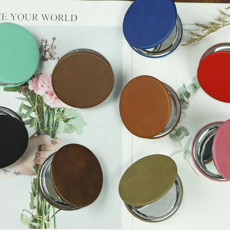 

Fashion Small Leatherette Pocket Mirror Pu Leather Make Up Mirror