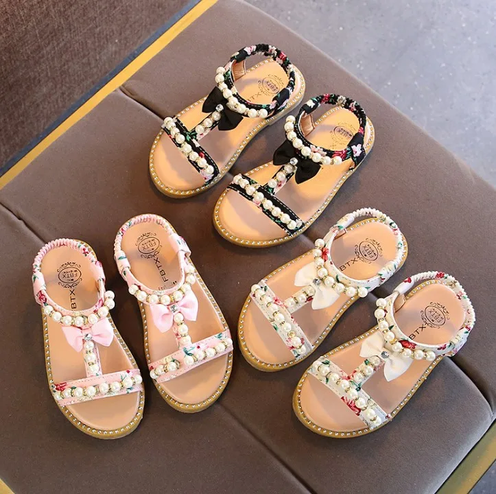 

Girls Kids Sandals Beiyiyang Design Hot Selling Solid Color Luxury Cover Leather Custom Light Western Cow Strap Unisex OEM, White,pink,black