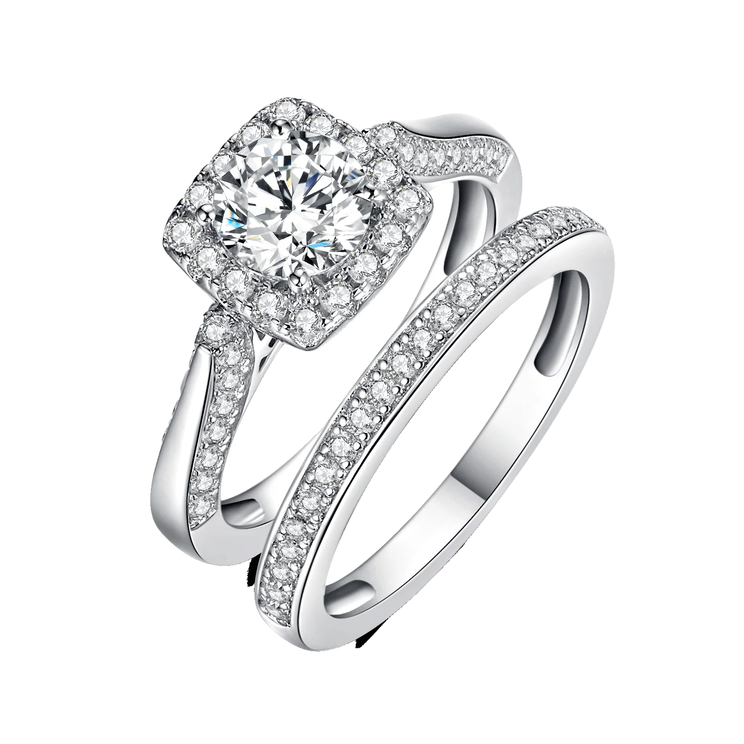 

Wholesale Shiny GRA Certified Moissanite Round Cut Custom Ring Silver Set for Women