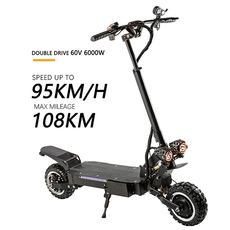 

2020 New Big Wheel Electric Scooter 11inch 2 Wheel Fat Tire Electric Scooter 60V 6000W 95KM/H High Speed E Scooters
