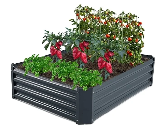 

48*36*12inch Metal Raised Garden Beds Galvanized Steel Planter Box Outdoor Vegetables Garden Bed Herb Patio Gardening, Ral6016,ral7016