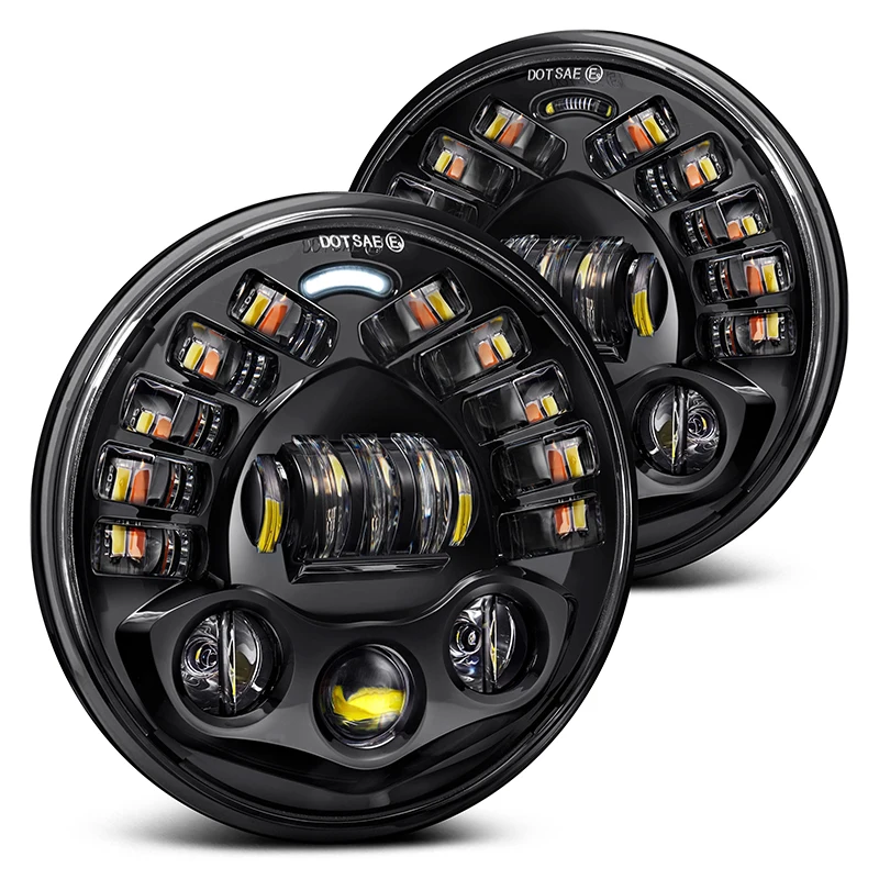 

2Pcs Fantasy Design Led Headlight 7'' 168W Offroad Driving Headlamp with DRL and Turn Signal for Jeep Truck 4X4 SUV ATV