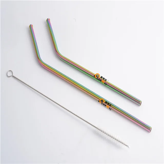 

Customized Logo Set Of 3 Pcs 304 Steel Straws Drinking Straw Manufacture Metal Straws Cleaning Brush