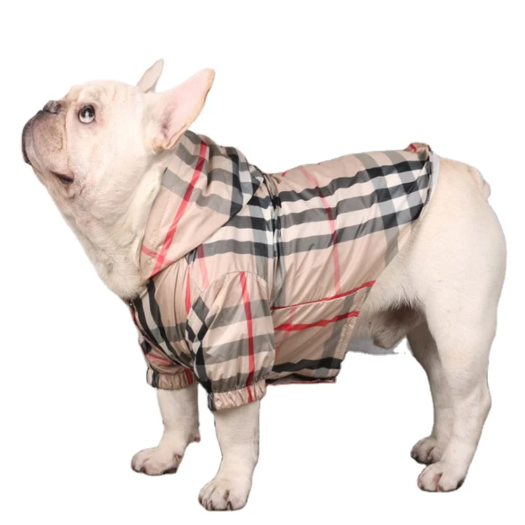 

Luxury Fashionable Plaid Designers Cheap Summer Big French Bulldog Dog Apparel Clothes Clothing Pet, As picture