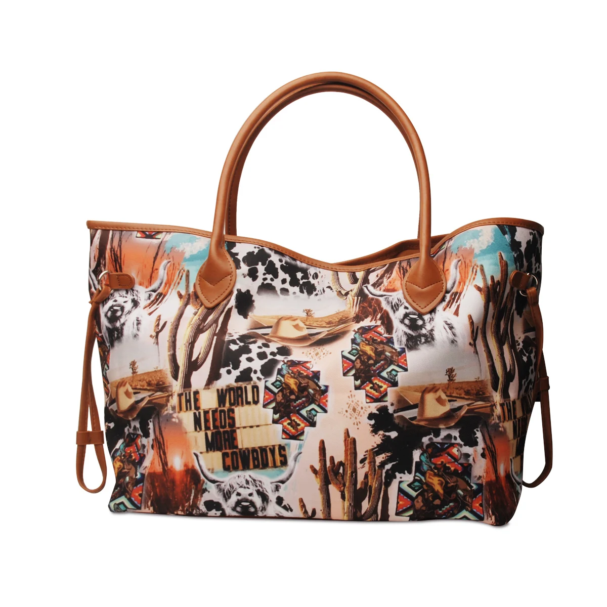 

Cowboy Designer Canvas Beach Large Capacity Tote Weekender Handbag With Pocket DMA71851