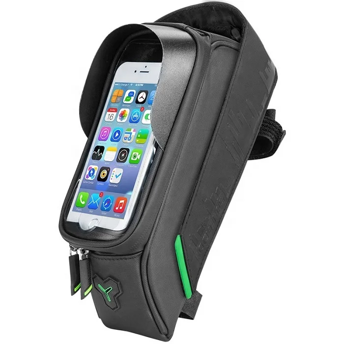 

OEM IPX2 Waterproof 6.0' Cycling Bicycle Front Tube Pannier Touch Screen Bike Frame Bag for Cell Phone, Black