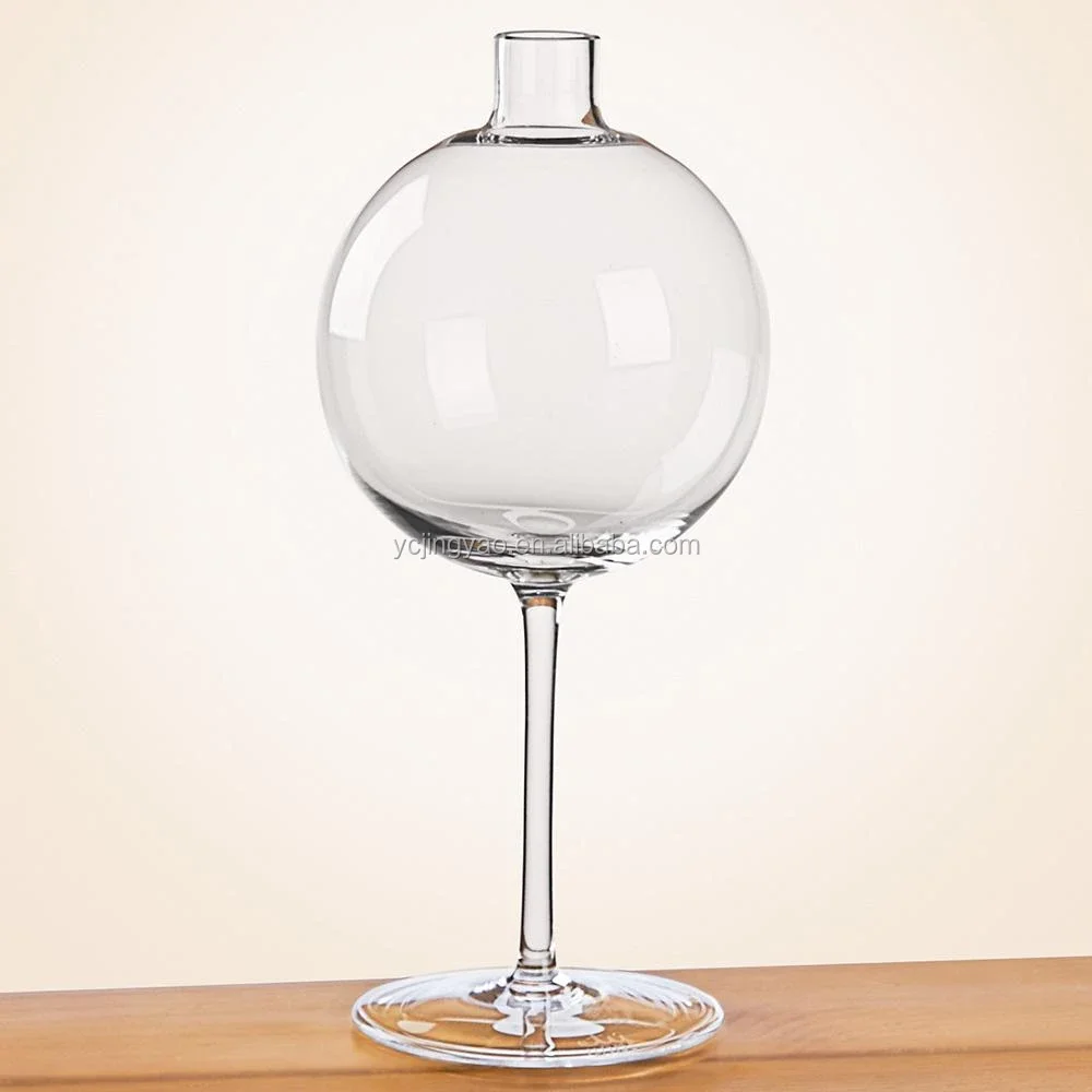 

Graceful Clear Tall Wine Glass Sphere Vase with Long Stem