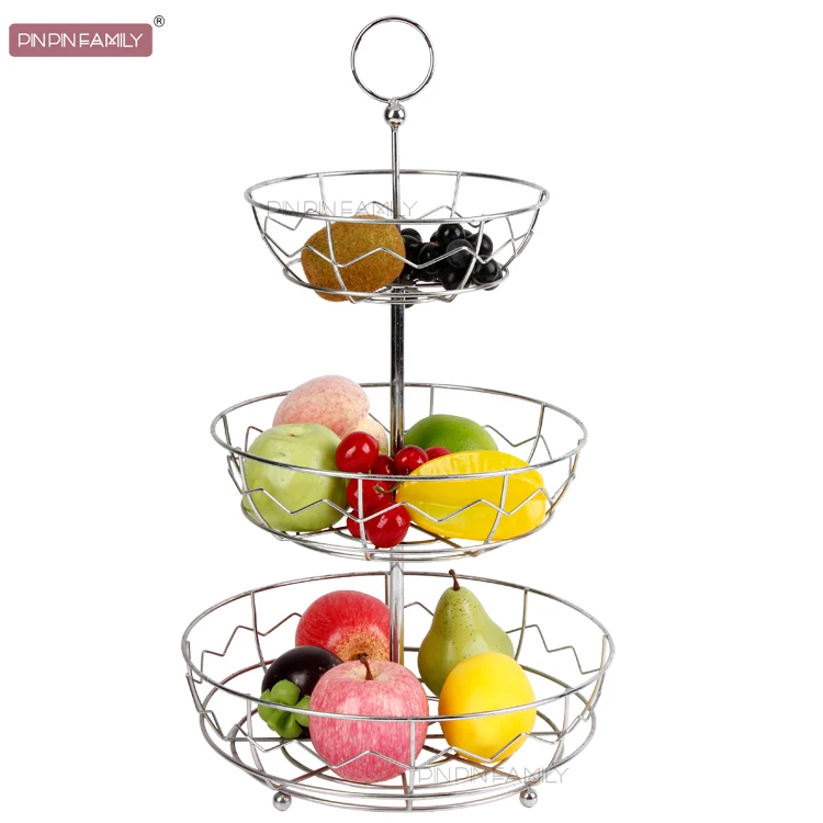 

PINPINFAMILY Round three-layer disassembly and assembly fruit basket, Plating