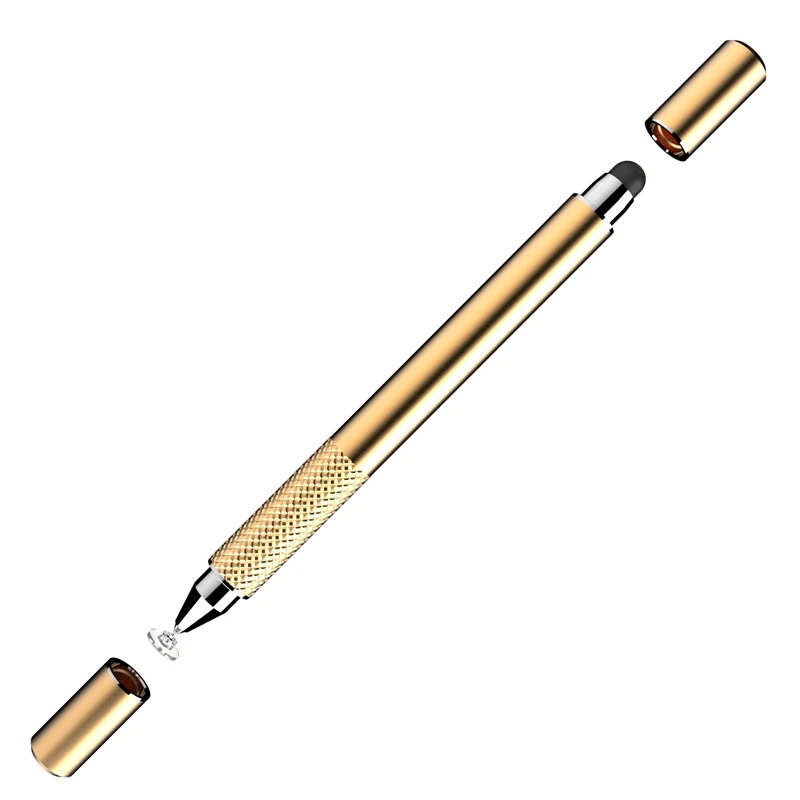 

Customized univers mobile phones stylus pen 2 in 1 metal touch pen with disc pen tip for touch screen devices