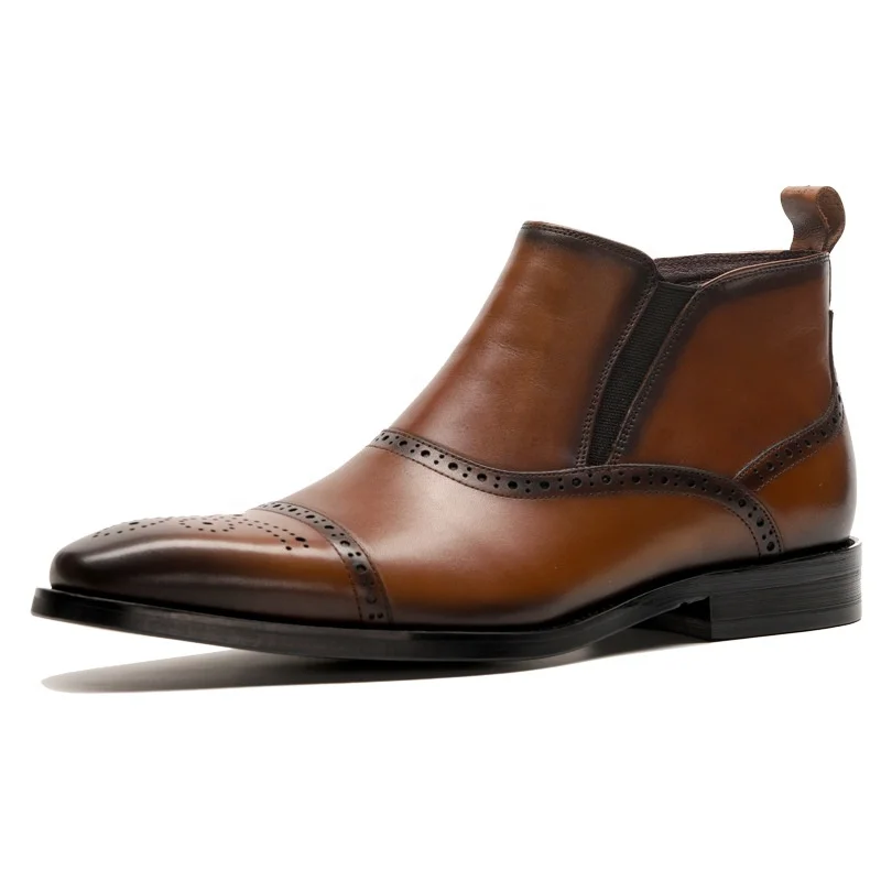 

Men Casua Full Grain Leather Brogue British Dress Boots Oxfords Chelsea Boots