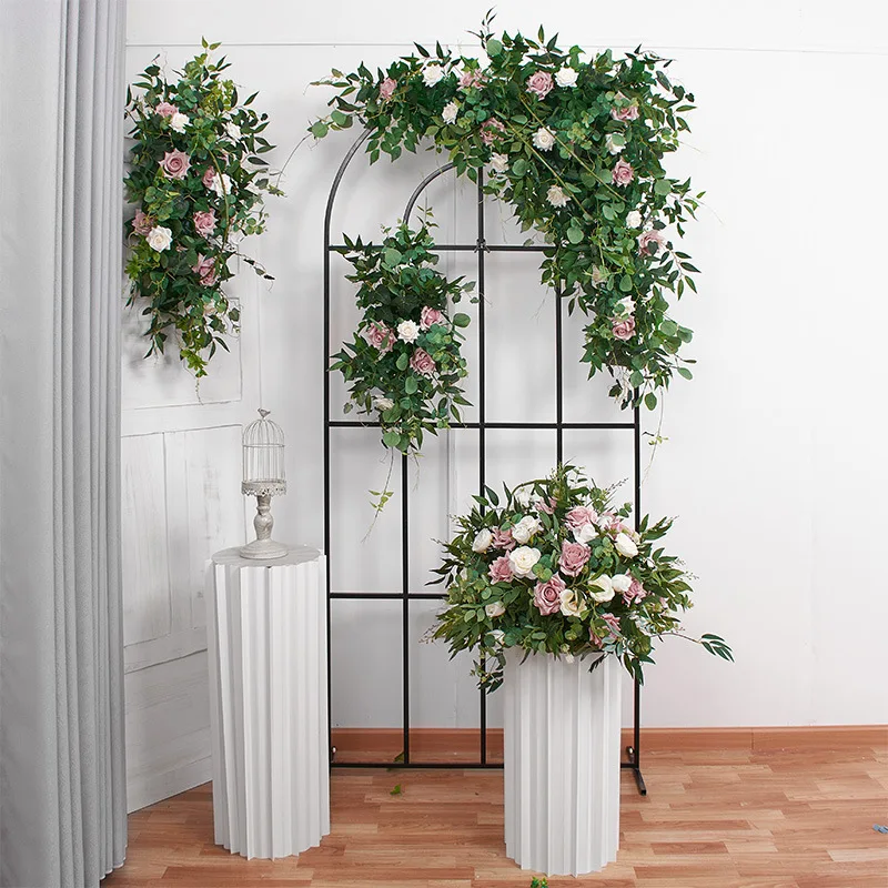 

Decorative centerpieces arch flower artificial flower table runner for wedding backdrop