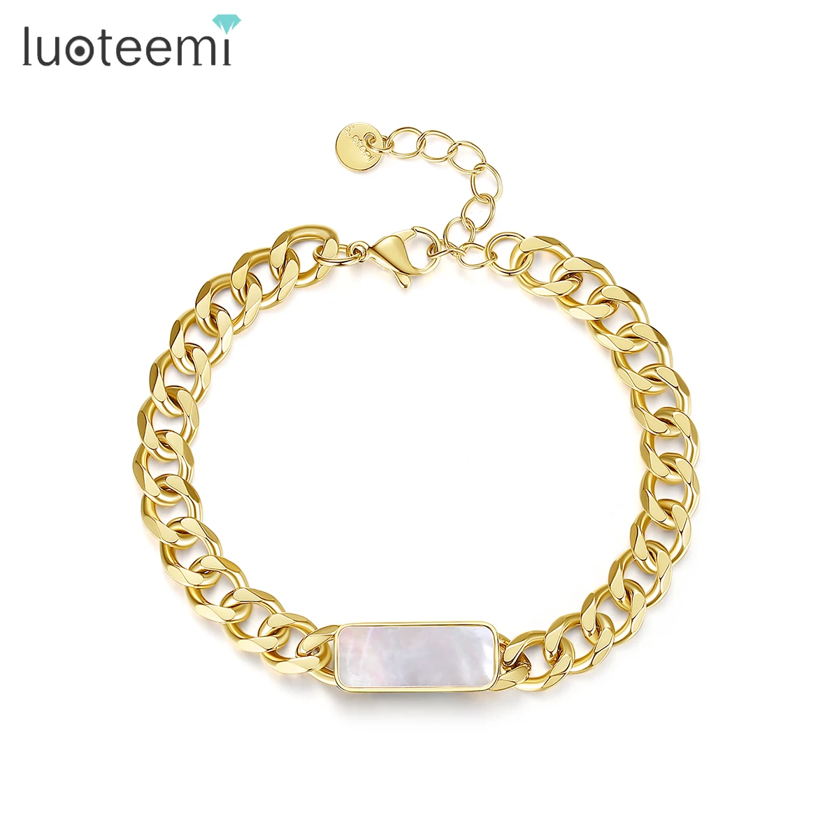 

SP-LAM Bar Gold Stainless Steel Bangle Jewelry Fashion Cuban Designer Charm Woman Sea Shell Bracelet