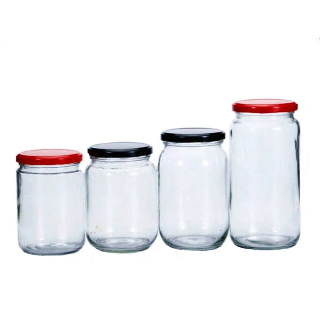 

500ml700ml750ml1000ml clear round shape food storage pickles glass jar container canister with lid