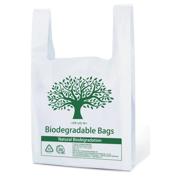 

Eco friendly reusable compostable vest pla bolsa envases trash garbage store 100% biodegradable packaging shopping plastic bags