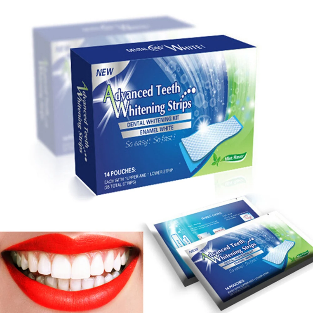 

Advanced Teeth Whitening Strips 28Pcs/14 Pair For Oral Hygiene Stain Removal Double Elastic Dental Tooth Whiten Bleaching Strip