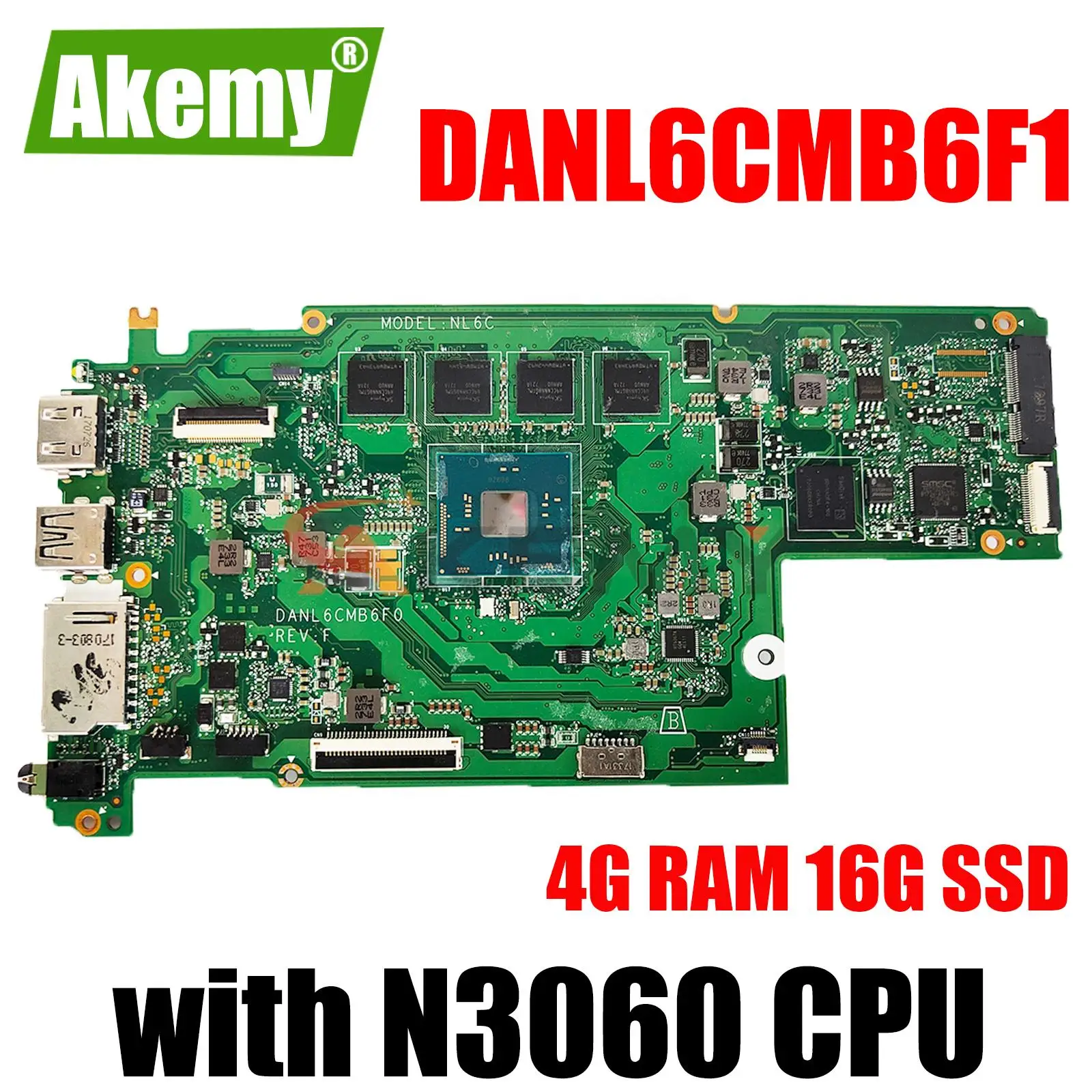 

5B20N08025 for Lenovo N23 Chromebook laptop motherboard DANL6CMB6F1 mainboard with N3060 CPU 4G Ram 16G SSD 100% test OK