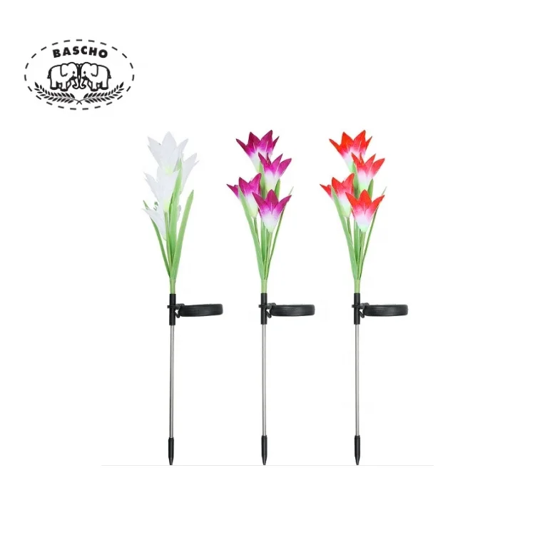 

Garden decoration multi color stake led powered solar lilies light