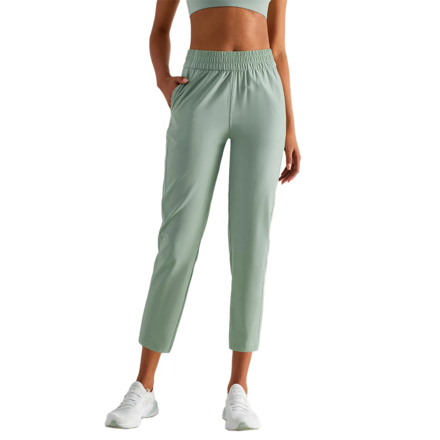 

Good Quality Durable Solid Colour Plus Size High Waist Loose Fit Breathable Running Jogging Yoga Women's Pants With Pocket