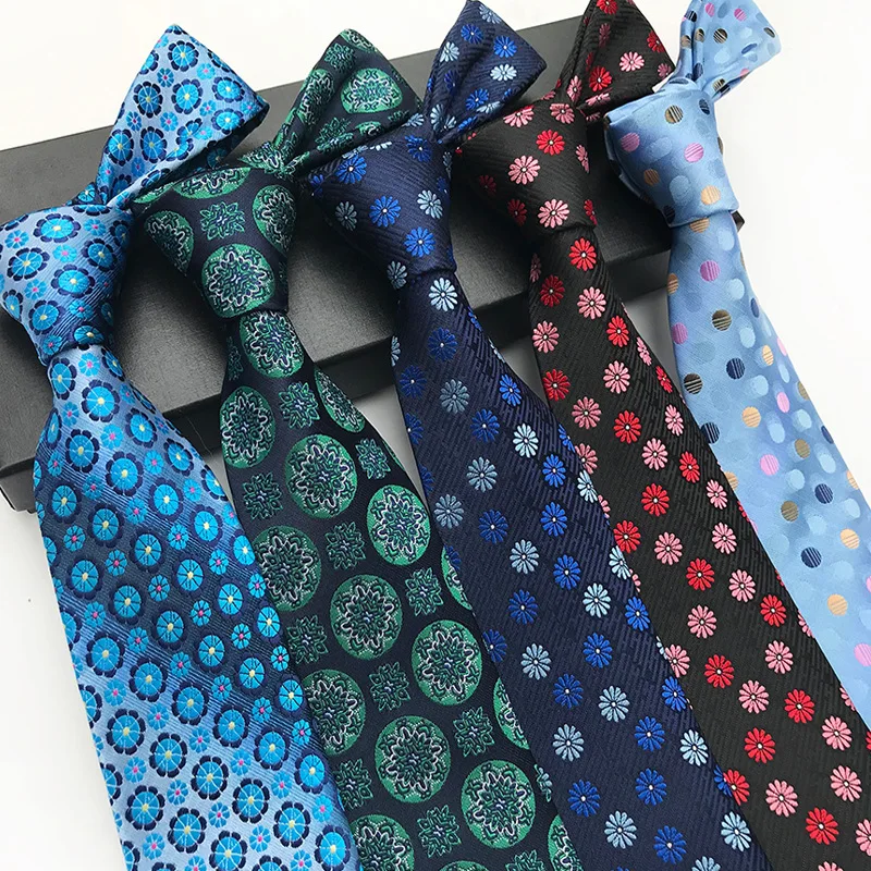 European Unique Flower Glod Paisley Polyester Jacqauard Woven Ties for Men