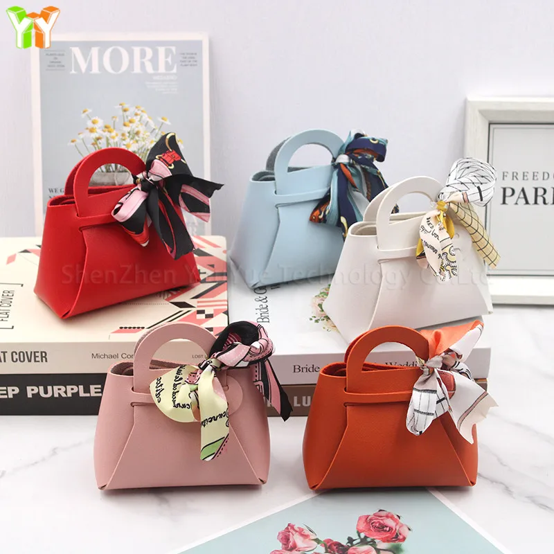 

Solid Color Candy Gift Bag Luxury PU Leather Candy Handbags Bag Mini Cosmetics Storage Bag, Pink,white,blue,red/custom