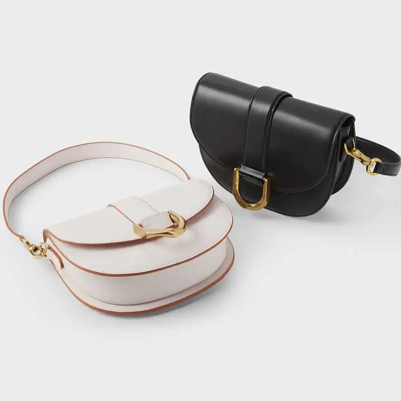 

Spring new product horseshoe buckle underarm women saddle bag irregular metal horseshoe buckle vintage saddle bag stylish hand, Color can be customized.