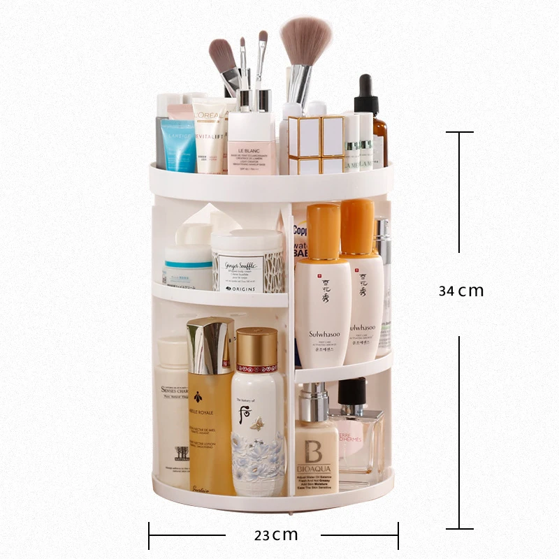 

Novelty Item Plastic Round Spinning Makeup Storage Holder Organizing Rack, Three color