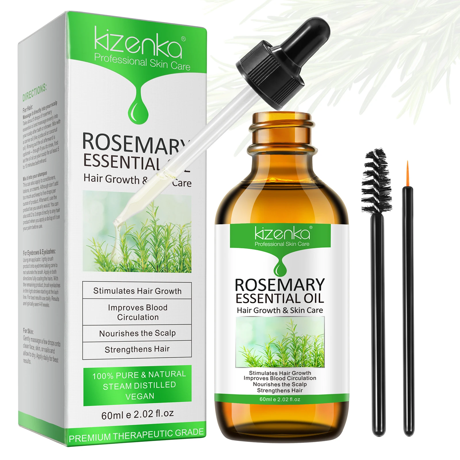 

KIZENKA Pure Natural Steam Distilled Vegan Skin Care Hair Growth Organic Rosemary Essential Oil