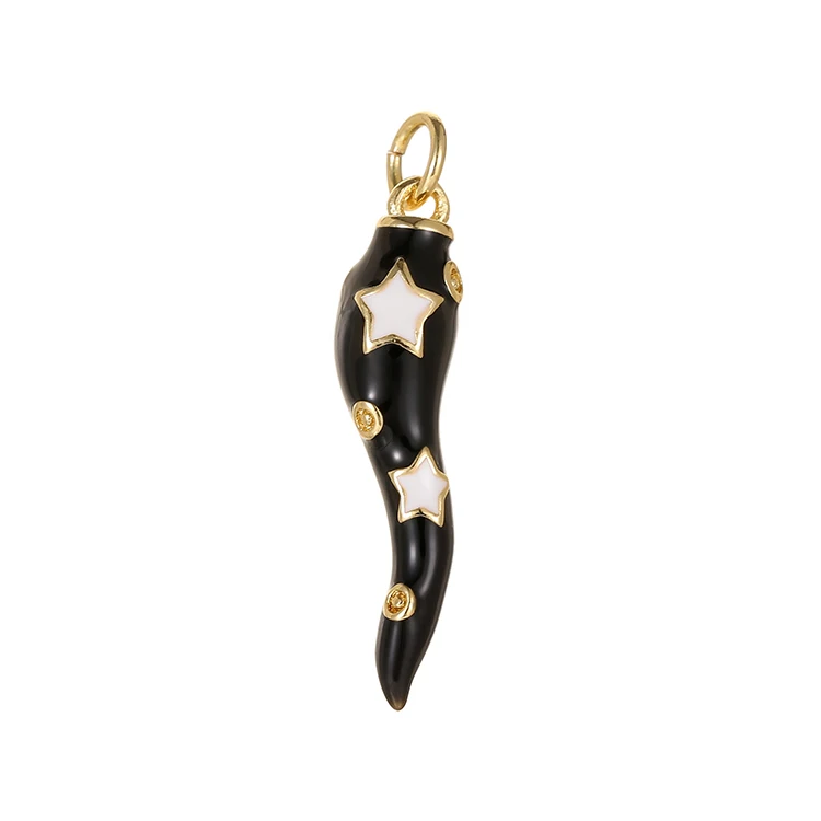 

Cute Enamel Jewelry Accessories White and Black Drop Oil 14K Gold Plated Chili shape Pepper Charms