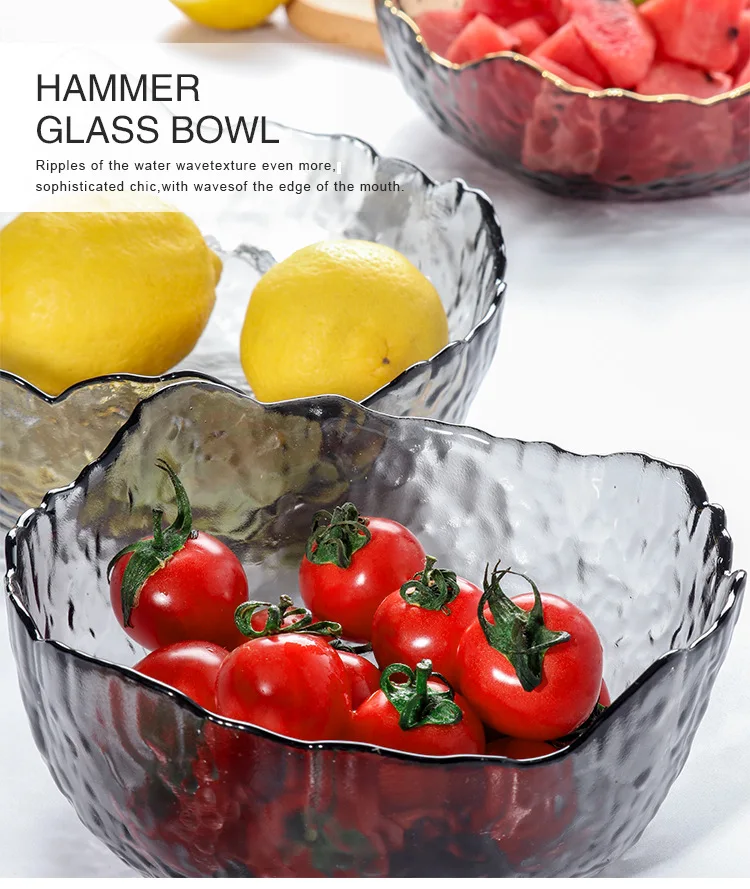 

High quality Resistant Salad glass Mixing Large Fruit Dessert Sugar colorful Glass Bowl, 4 colors