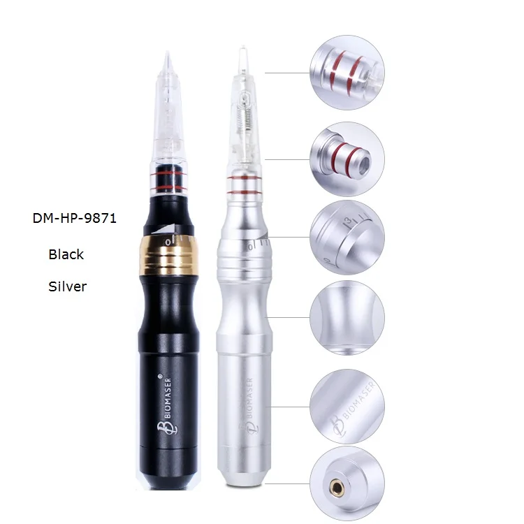 

Good Quality Biomaser Permanent Makeup Private lable Pen Rotary Tattoo Machine Pen, Black,silver stock available