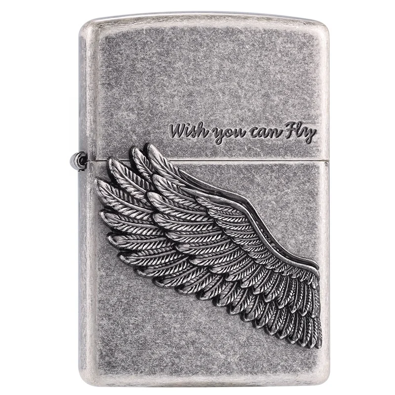 

Hot sale Eagel Wings Metal Enchased Refillable Windproof Zippo Lighter